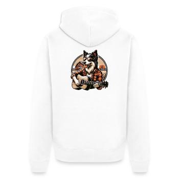 Country Dog With Guitar Border Collie Farm - Unisex Premium Organic Zip Hoodie - white - Back - Thijin (182cm)