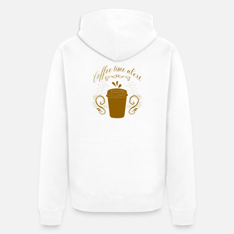 alerte heure du café - Veste à capuche bio Premium Unisexe - blanc