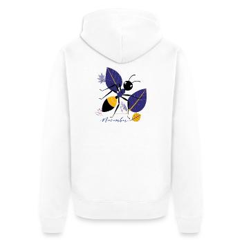 November Vogel mit Blättern im Herbst - Unisex Premium Bio Zip Hoodie - Weiß - Hinten - Thijin (182cm)