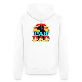 Retro Lab Papa, Labrador Hund Papa - Unisex Premium Bio Zip Hoodie - Weiß - Hinten - Thijin (182cm)