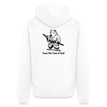 Samurai frog in black and white kimono - Unisex Premium Organic Zip Hoodie - white - Back - Thijin (182cm)
