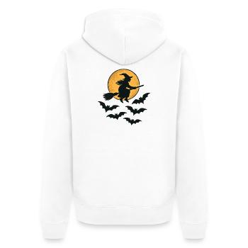 Flying Witch with Bats – Halloween Design - Unisex Premium Organic Zip Hoodie - white - Back - Thijin (182cm)