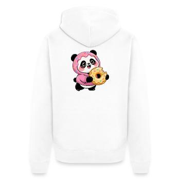Funny Panda with Donut Halloween Candy - Unisex Premium Organic Zip Hoodie - white - Back - Thijin (182cm)