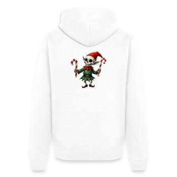 Christmas skeleton elf with walking sticks - Unisex Premium Organic Zip Hoodie - white - Back - Thijin (182cm)