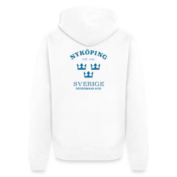 Nyköping Sverige Schweden - Unisex Premium Bio Zip Hoodie - Weiß - Hinten - Thijin (182cm)