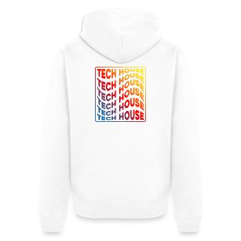 Tech House Neon Gradient Wiederholt sich - Unisex Premium Bio Zip Hoodie - Weiß - Hinten - Thijin (182cm)