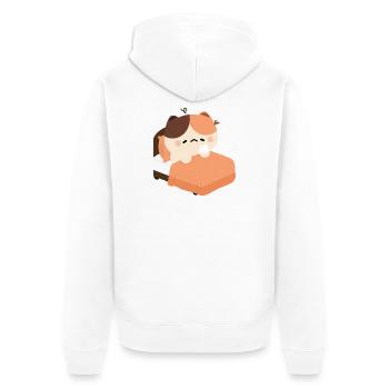 Sleepy Tortie Cat - Unisex Premium Organic Zip Hoodie - white - Back - Thijin (182cm)