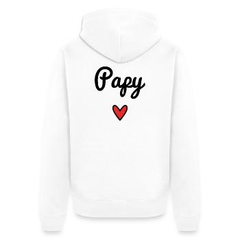 PAPY. PAPA. FÊTE DES PÈRES. BONNE FÊTE PAPA - Veste à capuche bio Premium Unisexe - blanc - Dos - Thijin (182cm)