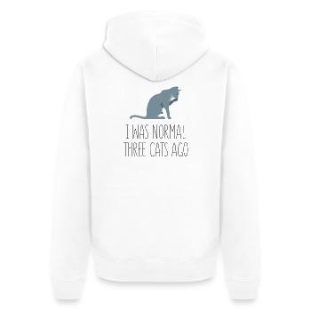Vor drei Katzen war ich noch normal - Unisex Premium Bio Zip Hoodie - Weiß - Hinten - Thijin (182cm)