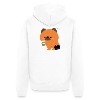 Sleepy German Shepherd Coffee - Unisex Premium Organic Zip Hoodie - white - Back - Thijin (182cm)