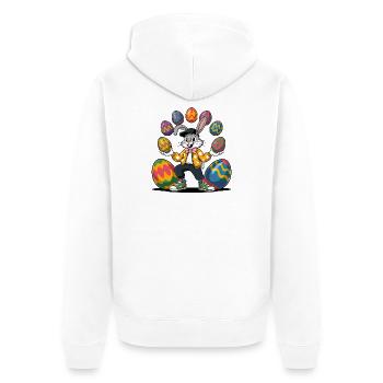 Lapin de Pâques avec des œufs colorés - Veste à capuche bio Premium Unisexe - blanc - Dos - Thijin (182cm)