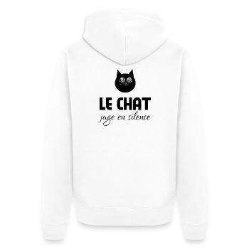 Le chat juge en silence  - Veste à capuche bio Premium Unisexe - blanc - Dos - Thijin (182cm)