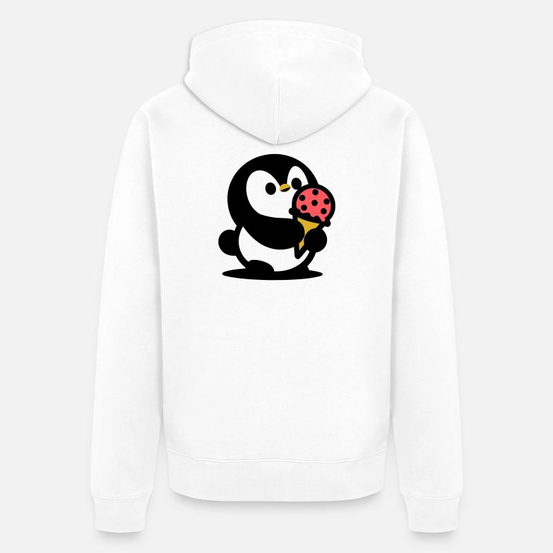 Petit manchot avec de la glace - Veste à capuche bio Premium Unisexe - blanc