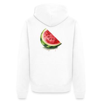 Aquarell-Wassermelone Scheibe - Unisex Premium Bio Zip Hoodie - Weiß - Hinten - Thijin (182cm)