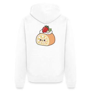 Süße Erdbeerrolle Kawaii - Unisex Premium Bio Zip Hoodie - Weiß - Hinten - Thijin (182cm)