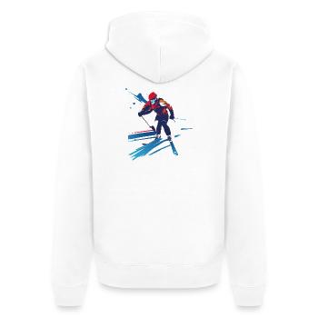 Biathlète dans le tourbillon de couleurs - Veste à capuche bio Premium Unisexe - blanc - Dos - Thijin (182cm)