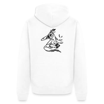 Surfing Penguin - Unisex Premium Bio Zip Hoodie - Weiß - Hinten - Thijin (182cm)
