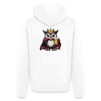 Owl Beer King - Unisex Premium Organic Zip Hoodie - white - Back - Thijin (182cm)
