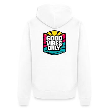 Nur gute Stimmung...  - Unisex Premium Organic Zip Hoodie - white - Back - Thijin (182cm)