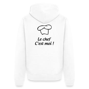 Der Koch bin ich – Küche - Unisex Premium Bio Zip Hoodie - Weiß - Hinten - Thijin (182cm)