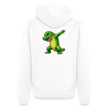 Dabbing Cartoon Crocodile - Unisex Premium Organic Zip Hoodie - white - Back - Thijin (182cm)