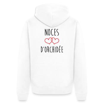 Orchideen-Hochzeit 55 Jahre Ehe - Unisex Premium Bio Zip Hoodie - Weiß - Hinten - Thijin (182cm)