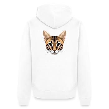 Savannah Katze Cat Mama Süße Serval Leopard Katzen - Unisex Premium Bio Zip Hoodie - Weiß - Hinten - Thijin (182cm)