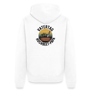Hochbeet Papa Vatertag Geschenk Gärtner 2026 - Unisex Premium Bio Zip Hoodie - Weiß - Hinten - Thijin (182cm)