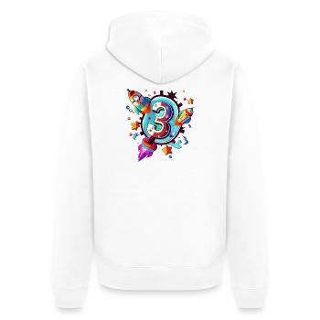 3rd Birthday Rocket Art - Unisex Premium Organic Zip Hoodie - white - Back - Thijin (182cm)