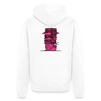 Schnecke Bücher Lernen Comic - Unisex Premium Bio Zip Hoodie - Weiß - Hinten - Thijin (182cm)