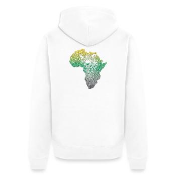 Africa-_continent_silhouette-_leopard_head_and_ - Unisex Premium Bio Zip Hoodie - Weiß - Hinten - Thijin (182cm)