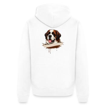 Cadeau de la chemise Saint-Bernard pour les amateurs de chiens - Veste à capuche bio Premium Unisexe - blanc - Dos - Thijin (182cm)