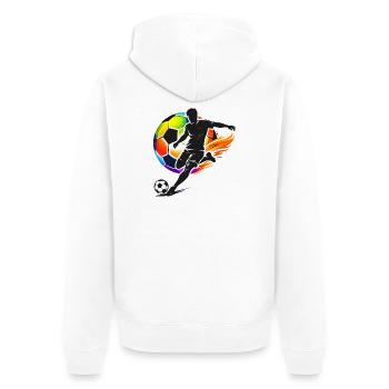 Soccer Shirt Player Silhouette Soccer Ball - Unisex Premium Organic Zip Hoodie - white - Back - Thijin (182cm)