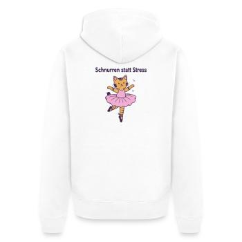 Schnurren statt Stress – Ballettkatze - Unisex Premium Bio Zip Hoodie - Weiß - Hinten - Thijin (182cm)