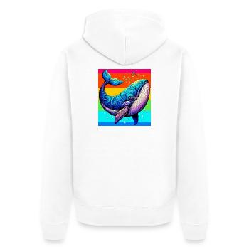 whale - Unisex Premium Organic Zip Hoodie - white - Back - Thijin (182cm)