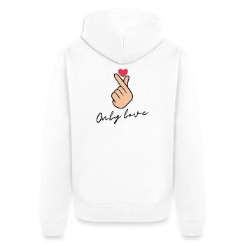 Only Love Design, Sweet Heart Statement Shirt! ❤️ - Unisex Premium Organic Zip Hoodie - white - Back - Thijin (182cm)