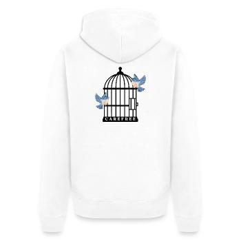 carefree - Unisex Premium Organic Zip Hoodie - white - Back - Thijin (182cm)