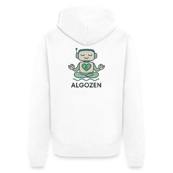 Roboter-Zen - Unisex Premium Bio Zip Hoodie - Weiß - Hinten - Thijin (182cm)