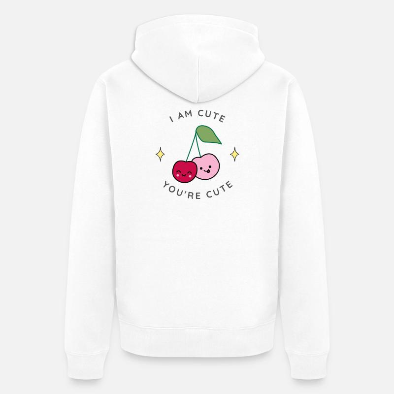 Duo Cerises Mignon - Veste à capuche bio Premium Unisexe - blanc