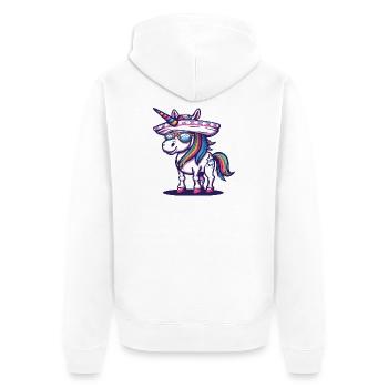 Einhorn Lustig Sombrero - Unisex Premium Bio Zip Hoodie - Weiß - Hinten - Thijin (182cm)