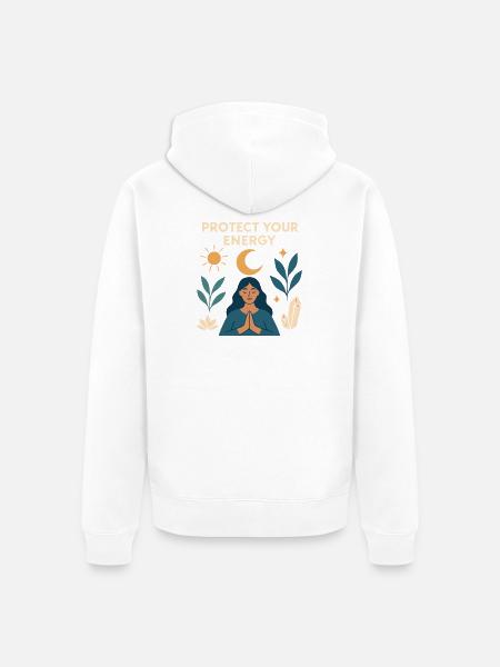 Protecting Your Energy – Meditative Power - Unisex Premium Organic Zip Hoodie - white