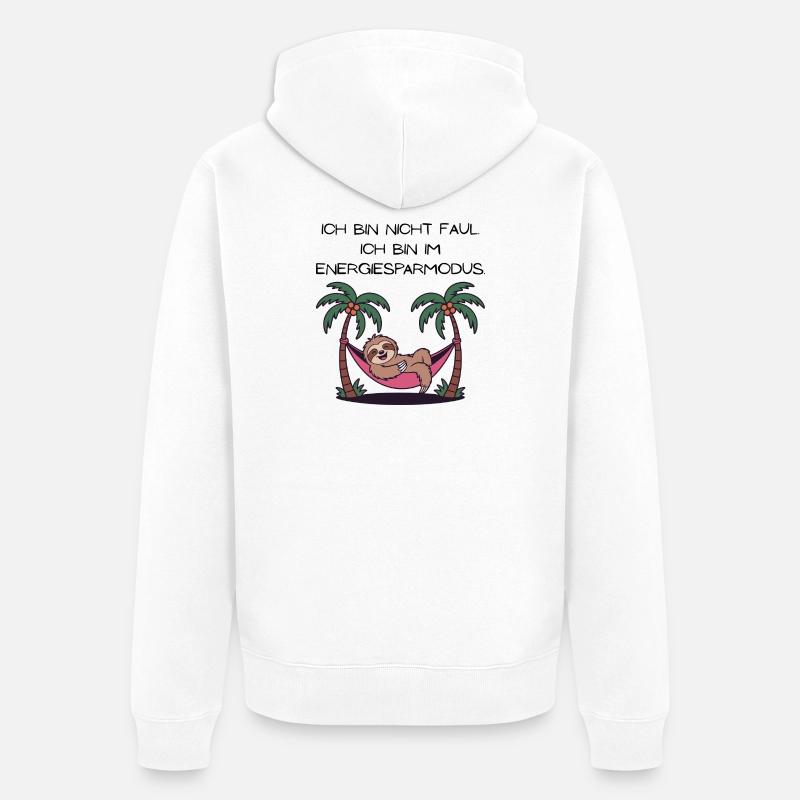 Faultier in Palmen-Hängematte - Unisex Premium Bio Zip Hoodie - Weiß