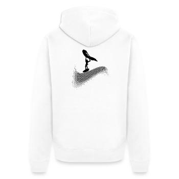 Wingfoiler auf Welle - Unisex Premium Bio Zip Hoodie - Weiß - Hinten - Thijin (182cm)