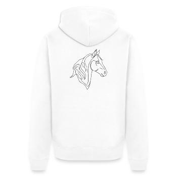 Minimalist Horse Line Art Elegant Line Design - Unisex Premium Organic Zip Hoodie - white - Back - Thijin (182cm)