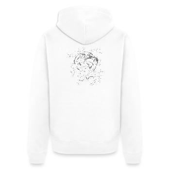 Gesicht-abstrakt | Sternen-Kleckse - Unisex Premium Bio Zip Hoodie - Weiß - Hinten - Thijin (182cm)