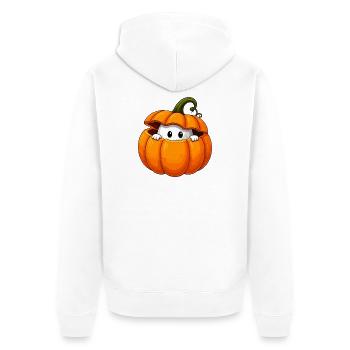 Kürbisgeist Kuschelfigur - Unisex Premium Bio Zip Hoodie - Weiß - Hinten - Thijin (182cm)
