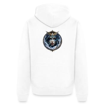 Reina Celestial de Hielo - Unisex Premium Organic Zip Hoodie - white - Back - Thijin (182cm)