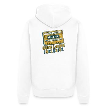 Vintage Musikkassette – Gute Laune inklusive - Unisex Premium Bio Zip Hoodie - Weiß - Hinten - Thijin (182cm)
