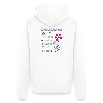 Schulstart 2026 - Unisex Premium Bio Zip Hoodie - Weiß - Hinten - Thijin (182cm)