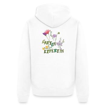 Gartenexpertin  - Unisex Premium Bio Zip Hoodie - Weiß - Hinten - Thijin (182cm)